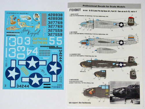 Decal for B-25G/H/J Mitchell Pin-Up Nose Art w/o Stencils Part 4 1/48 Scale Foxbot 48-044A - Model Kit