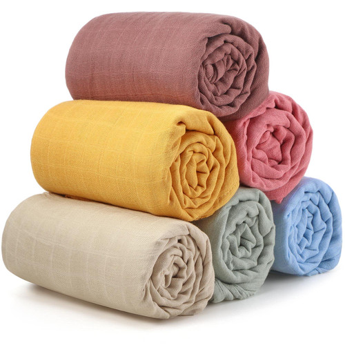 6 Pieces Muslin Swaddle Blankets Breathable Bamboo Cotton Baby Blankets for Boys Colorful Baby Swaddle Receiving Blankets Soft Cotton Newborn Blankets Unisex for Baby Boys and Girls (Multi Colors)