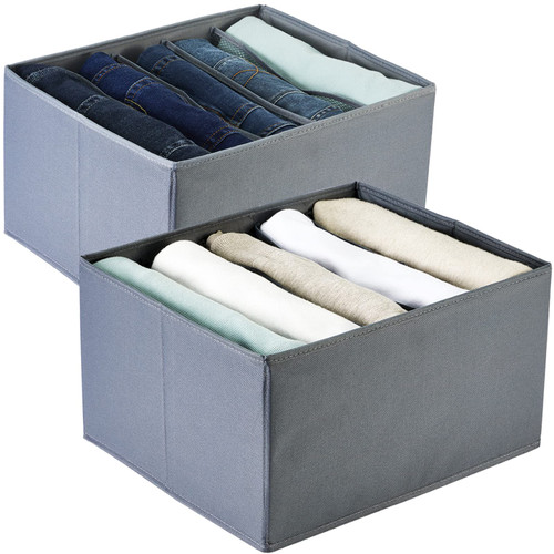 Prisame Wardrobe Clothes Organizer, 5 Grids Clothes Organizer for Folded Clothes, Washable Drawer Organizers for Clothing, Closet Organizers and Storage Sweater Jeans T-shirts Pants Leggings (2 Pack)