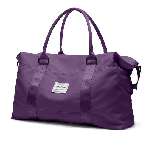 Travel Duffel Bag, Sports Tote Gym Bag, Shoulder Weekender Overnight Bag for Women,Dark Purple