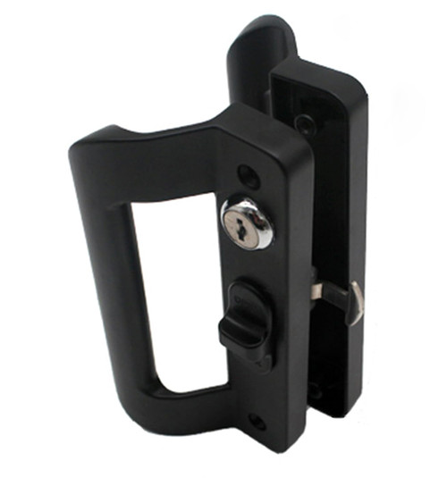 WANLIAN Black Patio Door Handle Set,Replacement Sliding Door Handle with Key for Sliding Patio Door Glass Sliding Door Hardware (Single Door Single Face Lock)