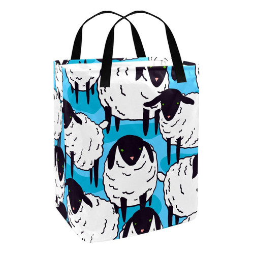 Laundry Hamper, Collapsible Large Laundry Baskets with Easy Carry Handles, Freestanding Waterproof Clothes Hamper, Storage Basket, Animal Cartoon Sheep