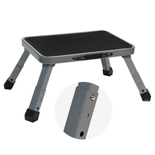 Ollieroo Height-Adjustable Folding Step Stool, Metal One Step Stool with Non-Slip Platform, 3 Levels RV Step Ladder for Kids and Adults, Portable Foot Stool Max Load 330 lbs(Grey) Ollieroo Height-Adjustable Folding Step Stool, Metal One Step Stool with Non-Slip Platform, 3 Levels RV Step Ladder for Kids and Adults, Portable Foot Stool Max Load 330 lbs(Grey)