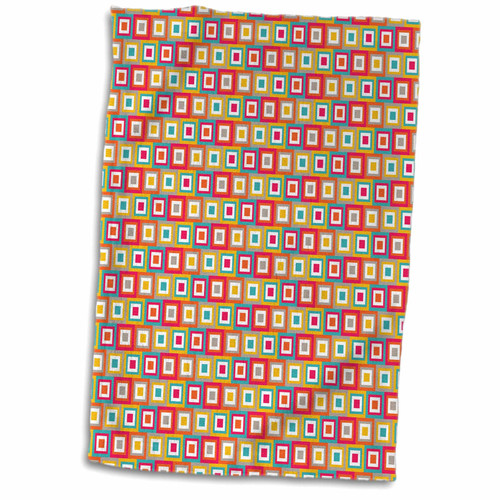 3dRose Pink, Yellow, Orange, Blue Retro Squares In Squares Pattern - Towels (twl-210868-1) 3dRose Pink, Yellow, Orange, Blue Retro Squares In Squares Pattern - Towels (twl-210868-1)