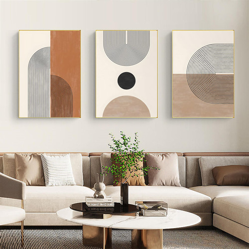 Mid Century Modern Wall Art Neutral Boho Poster Abstract Geometric Prints Neutral Geometric Art Black And Beige Abstract Wall Art Neutral Abstract Painting Geometric Line Wall Art 16x24inchx3 No Frame