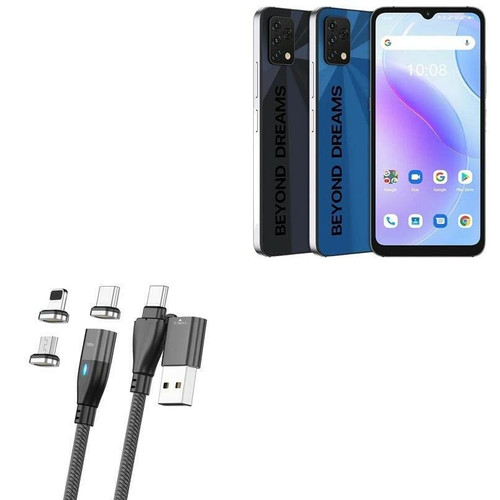 BoxWave Cable Compatible with Umidigi A11S - MagnetoSnap PD AllCharge Cable (100W), Magnet PD 100W Charging Cable USB Type-C Micro USB for Umidigi A11S - Jet Black
