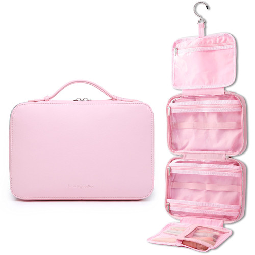 BeautyGoodies Pink Toiletry Bag for Women Pink Toiletries Bag Travel Toiletry Bag Travel Makeup Bag Organizer, Hanging Toiletry Bag for Traveling Women Cosmetic Bag, Make Up Bag Travel Toiletry Bags