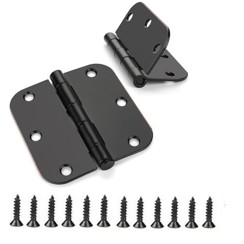 uxcellyilufa 18 Pack Rounded Door Hinges 3.5 x 3.5 inch, 5/8 Radius, Matte Black, Rounded Matte Black Door Hinges