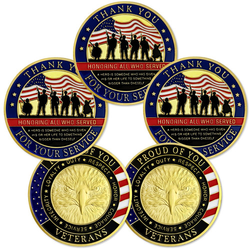 Military Veterans Challenge Coin Bulk Pack of 5 Thank You for Your Service Appreciation Commemorative Coin Gifts Military Veterans Challenge Coin Bulk Pack of 5 Thank You for Your Service Appreciation Commemorative Coin Gifts