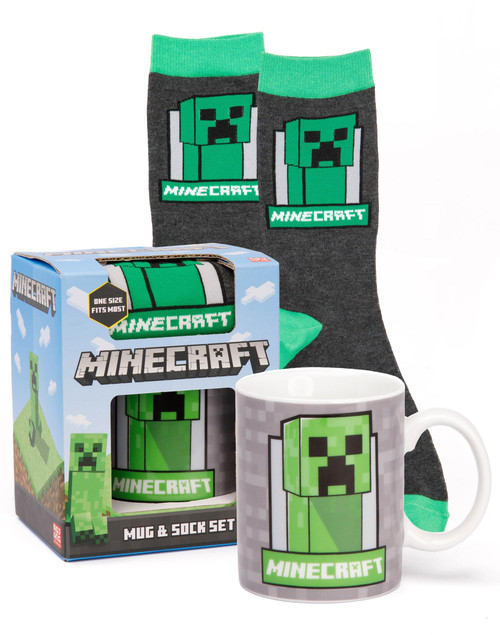 Minecraft Cup And Socks One Size Creeper Mug 11oz Game Merchandise