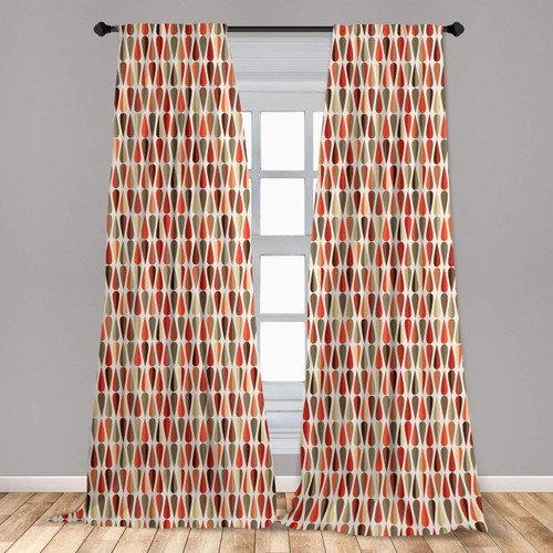 Ambesonne Retro Window Curtains, Sixties and Seventies Style Geometric Round Shaped Repeated Symmetric Design, Lightweight Decor 2-Panel Set with Rod Pocket, Pair of - 28" x 84", Orange Cream Ambesonne Retro Window Curtains, Sixties and Seventies Style Geometric Round Shaped Repeated Symmetric Design, Lightweight Decor 2-Panel Set with Rod Pocket, Pair of - 28" x 84", Orange Cream
