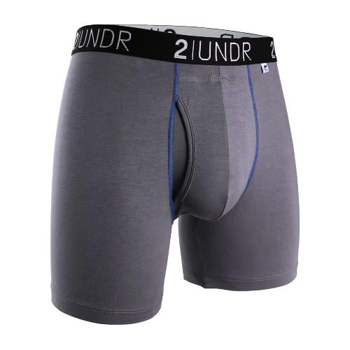2UNDR Men's Swing Shift Boxer Brief, Grey/Blue, XX-Large