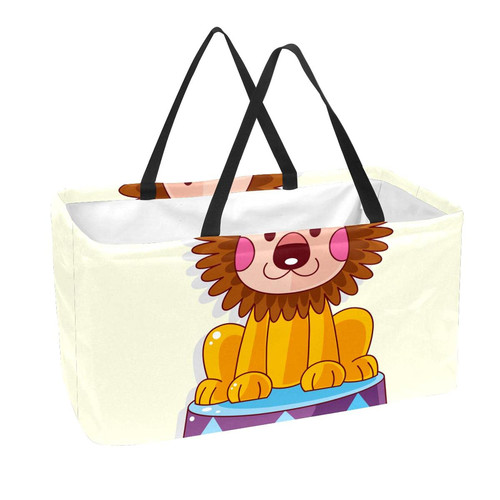 Groceries Boutique Retail Store Shopping Bags Reuseable Eco Friendly Heavy Duty Shopping Tote 50L Large Capacity Lion Birthday