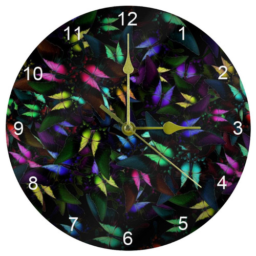 LORVIES Butterflies Silent Non Ticking Acrylic Decorative 10 Inch Round Clock for Home Office School