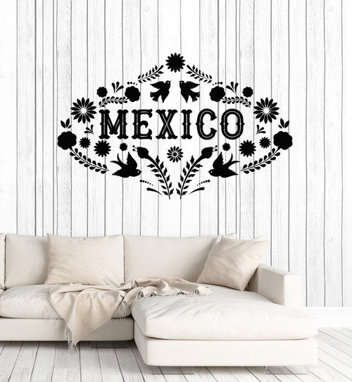 Vinyl Wall Decal Mexico Birds Nature Flowers Patterns Stickers Mural Large Decor (g5194) Black Vinyl Wall Decal Mexico Birds Nature Flowers Patterns Stickers Mural Large Decor (g5194) Black