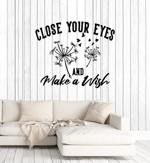 Vinyl Wall Decal Make Wish Inspiring Phrase Dandelions Flower Stickers Mural Large Decor (g4160) Black Vinyl Wall Decal Make Wish Inspiring Phrase Dandelions Flower Stickers Mural Large Decor (g4160) Black