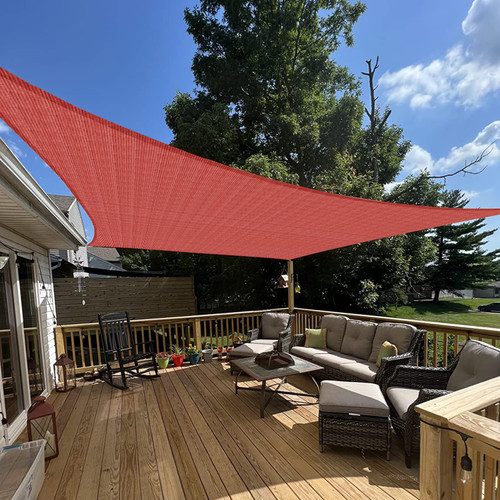 E&K Sunrise 10' x 13' Sun Shade Sail Rectangle Canopy Shade Cover UV Block for Pergola Patio Backyard Garden Outdoor (Red)