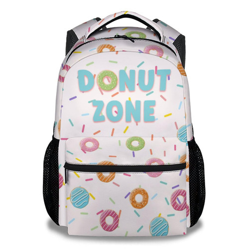 Eccustomized Girls Donut Backpacks, 16 Inches Kawaii Backpack for School, White Durable Bookbag for Kids