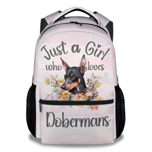 AIOMXZZ Doberman Backpack Gifts, 16 Inch Cute Dog Pattern Bookbag Durable, Lightweight, Large Capacity, Funny Animal Backpack for School Girls Boys Kids