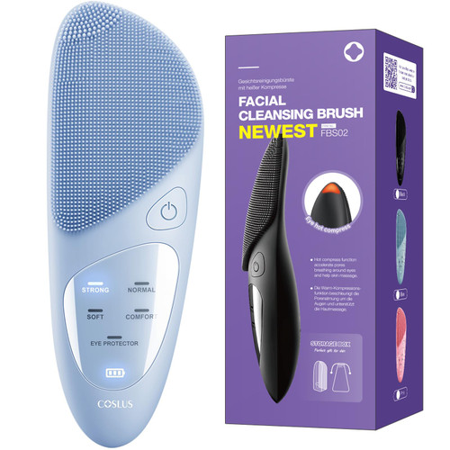 Facial Cleansing Brush Silicone Face Scrubber: COSLUS IPX7 Waterproof Rechargeable Face Wash Brush, 4 Cleansing Modes with Eye Protection, Electric Sonic Cleanser for Cleaning, Exfoliating, Massaging