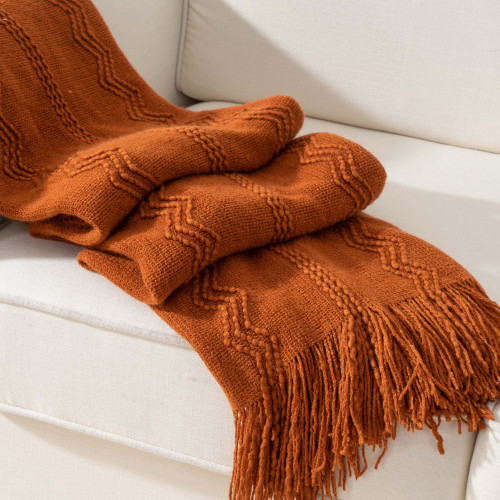 BATTILO HOME Caramel Throw Blanket for Couch, Orange Red Throw Blanket for Bed, Fall Decor Rust Red Fall Throw Blanket, 50"x60"
