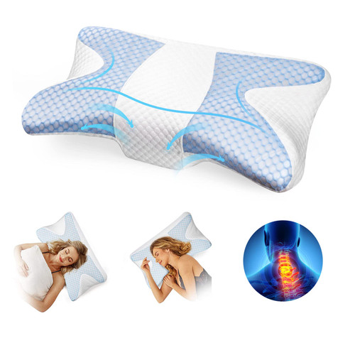Houkois Memory Foam Pillow, Side Sleeper Cervical Pillow for Neck Pain? Contour Pillow for Back Sleepers, Side Sleepers, Stomach Sleepers, Orthopedic Neck Support Pillow for Sleeping