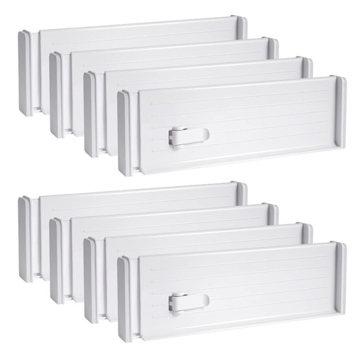 Drawer Dividers Organizer, Adjustable Drawer Dividers for Clothes, Drawer Separators, Expandable Drawer Organizer from 10.6-18" for Dresser Organizer, Kitchen Utensils, Socks, Office, Bathroom (8 Pack)