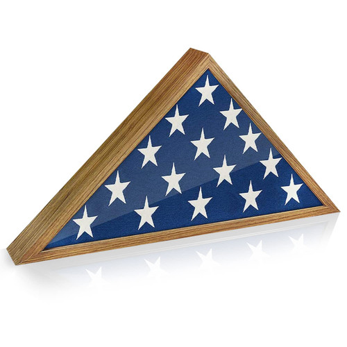 Americanflat Large Flag Box Display Case for Burial Flag - Fits a Folded 5' x 9.5' Flag Military Flag Display Case - Triangle Flag Holder with Wall Mount and Polished Plexiglass Front (Barn Wood)