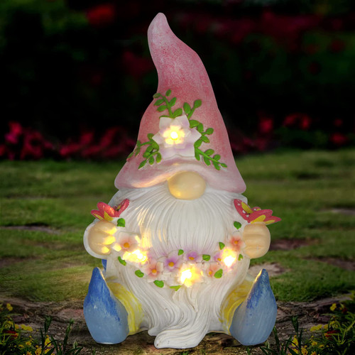 Sinhra Garden Gnome Statue,Resin Gnome Figurine Holding Butterfly with Solar LED Lights, Outdoor Statues Garden Decor for Patio Yard Lawn Porch, Gardening Gifts Sinhra Garden Gnome Statue,Resin Gnome Figurine Holding Butterfly with Solar LED Lights, Outdoor Statues Garden Decor for Patio Yard Lawn Porch, Gardening Gifts