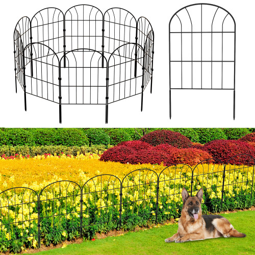Decorative Garden Fence 10 Pack, Animal Barrier Fence, No Dig Fencing 24in (H) x 11ft (L) Metal Wire Panel Garden Fence Border, Dog Rabbits Ground Stakes No Dig Fence for Outdoor Patio, 11FT Decorative Garden Fence 10 Pack, Animal Barrier Fence, No Dig Fencing 24in (H) x 11ft (L) Metal Wire Panel Garden Fence Border, Dog Rabbits Ground Stakes No Dig Fence for Outdoor Patio, 11FT