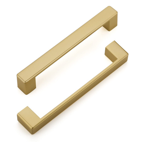 goldenwarm 5 Pack Gold Drawer Pulls Brushed Gold Cabinet Handles 5In Gold Cabinet Pulls Modern Zinc Alloy Kitchen Cabinet Hardware Brushed Brass Dresser Pulls Handles for Cupboard Drawer Handles