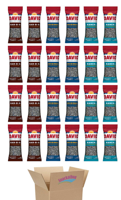 DAVID SEEDS Roasted and Salted Sunflower Seeds, Variety, (Original, BBQ, Ranch, 1.625 Ounce Each, 8 per Flavor) (Pack of 24) DAVID SEEDS Roasted and Salted Sunflower Seeds, Variety, (Original, BBQ, Ranch, 1.625 Ounce Each, 8 per Flavor) (Pack of 24)