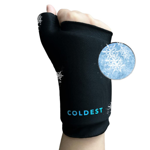 Coldest Thumb Wrist Ice Pack 360 - Adjustable Hand Support Brace Reusable Gel Pack, Hot Cold Therapy for Pain Relief of Carpal Tunnel, Rheumatoid Arthritis, Tenosynovitis, Tendonitis (Large)