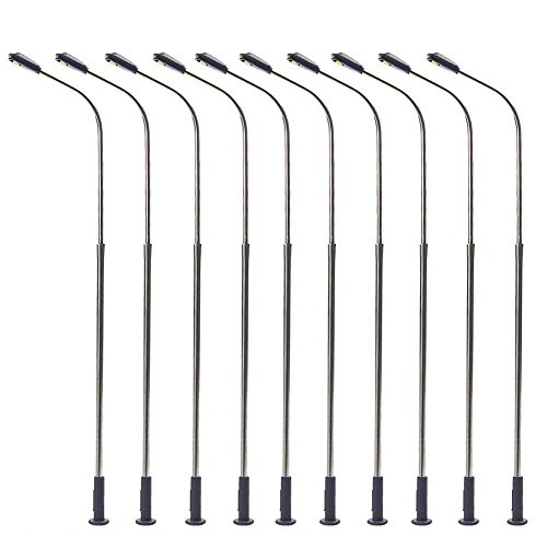 LQS08 10pcs Model Railway Train Lamp Post Street Bright White Lights HO OO Scale LEDs NEW