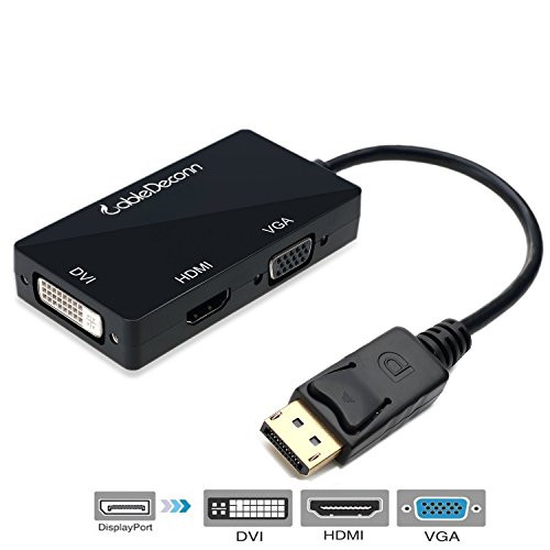 CABLEDECONN Multi-Function Displayport Dp to HDMI/DVI/VGA Male to Female 3-in-1 Adapter Converter Cable