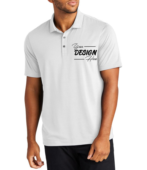 INK STITCH Men Mercer+Mettle Custom Embroidery Personalized Add Logo Texts Stretch Polo Shirts - White (L)