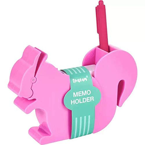 LuYiLei Memo/Sticker Holder Desktop Note pad Dispenser, Pen Holder Multi-Functional, Clip for Note Short Note pad,1 Pack Memo, Animal-Shaped Design (Pink Squirrel)