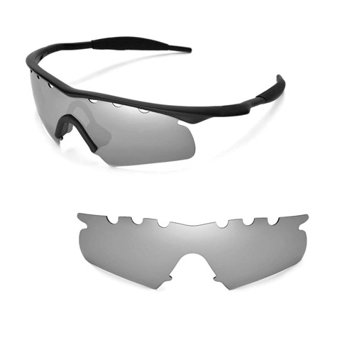 Walleva Vented Replacement Lenses for Oakley M Frame Hybrid Sunglasses - Multiple Options Available (Titanium - Polarized)
