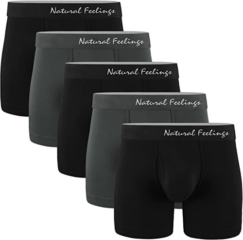 5Mayi Mens Underwear Boxer Briefs Cotton Boxer Brief Regular Long Underwear Pack M
