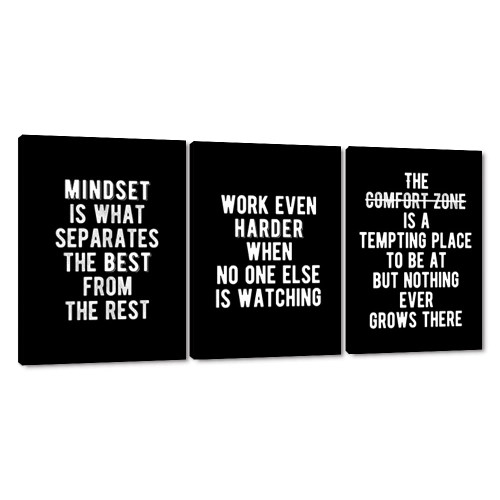 MAMAGO Canvas Wall Art Inspirational Pictures 3 Piece Motivational Quote Painting Modern Success Work Hard Encouraging Posters Prints Artwork Home Decor for Office Framed Ready to Hang - 12"x16"x3pcs