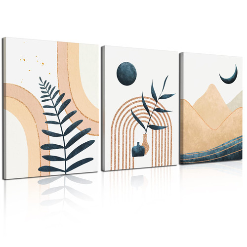 Gisipameis Boho Wall Art Set of 3, Mid Century Modern Wall Art Framed Canvas Print 12"x16" Minimalist Wall Decor Geometric Abstract Modern Neutral Boho Wall Decor for Living Room Bedroom Bathroom Gisipameis Boho Wall Art Set of 3, Mid Century Modern Wall Art Framed Canvas Print 12"x16" Minimalist Wall Decor Geometric Abstract Modern Neutral Boho Wall Decor for Living Room Bedroom Bathroom