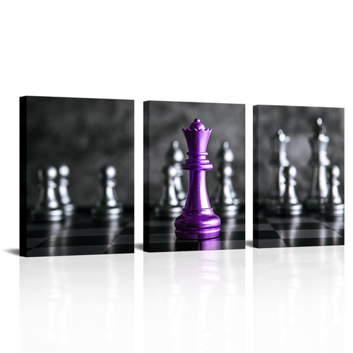 TiuAuiT Black and White King of Chess Setup on Canvas Wall Art Chess Room Decoration Retro Bishop Pictures for Game Room Framed Ready to Hang 12"x16"x3pcs TiuAuiT Black and White King of Chess Setup on Canvas Wall Art Chess Room Decoration Retro Bishop Pictures for Game Room Framed Ready to Hang 12"x16"x3pcs