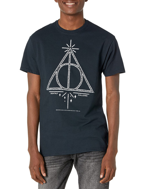 Harry Potter Men's Deathly Hallows Line Symbol T-Shirt, Black, 3X-Large