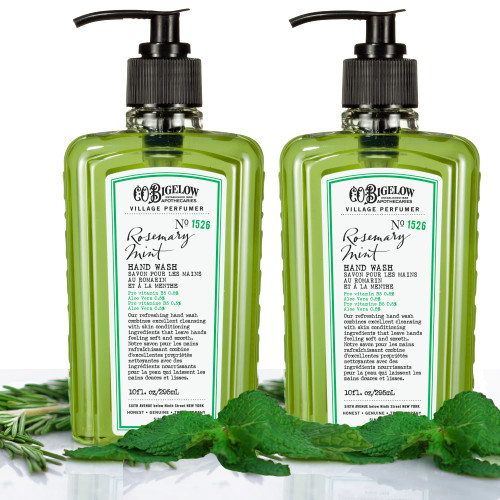 C.O. Bigelow Hand Wash, Rosemary Mint Soap, No. 1526 - Village Perfumer Moisturizing Hand Wash for Bathroom & Kitchen with Aloe Vera, 10 fl oz, Pack of 2