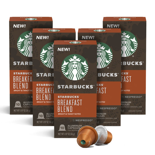 Starbucks by Nespresso Medium Roast Breakfast Blend Coffee (50-count single serve capsules, compatible with Nespresso Original Line System)