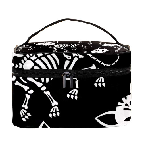 Inhomer Cosmetic Bag Skeleton Cats Travel Makeup Case Handy Toiletry Organizer Storage Box