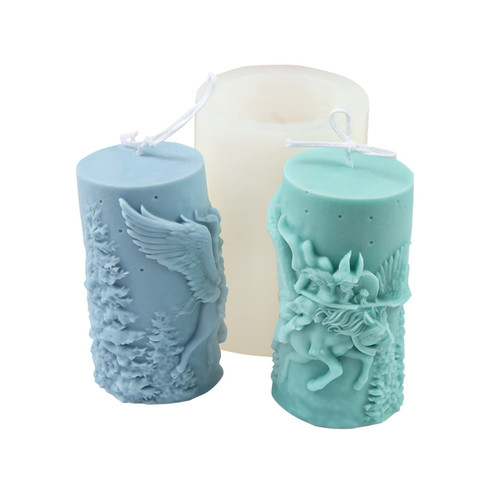 HQSGDMN Horseback Archery Girl Relief Silicone Candle Mold,3D Pillar Candles Resin Mould Epoxy Resin Casting Molds DIY Aromatherapy Candles, Wax, Soaps