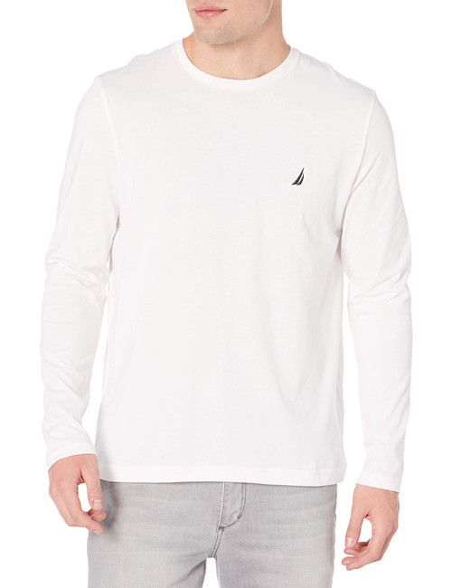 Nautica Men's J-Class Logo Long Sleeve T-Shirt, Bright White, 3X-Large