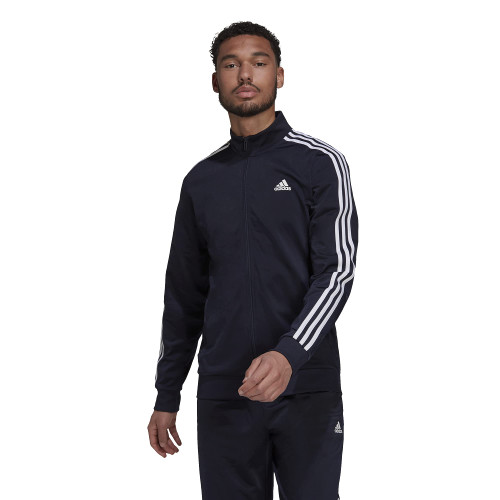 adidas Men's Essentials Warm-Up 3-Stripes Track Top, Legend Ink/White, Large