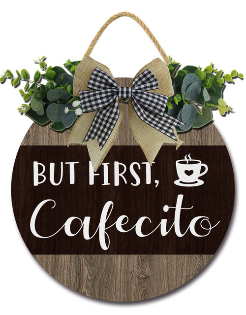 Sokomurg But First Cafecito Coffee Bar Decor Sign Rustic Farmhouse Wooden Round Retro Lover Station Home Office Kitchen Wall 12IN Sokomurg But First Cafecito Coffee Bar Decor Sign Rustic Farmhouse Wooden Round Retro Lover Station Home Office Kitchen Wall 12IN